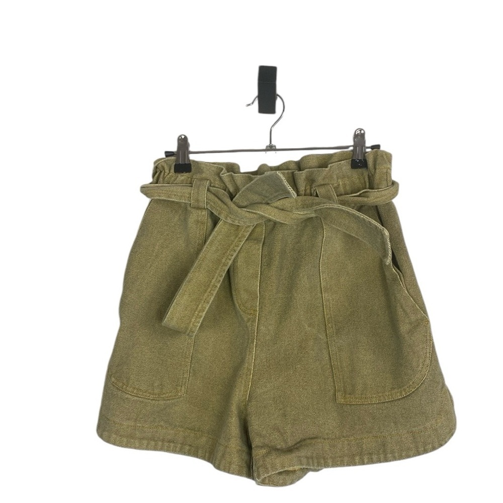 FRNCH paper bag, denim shorts